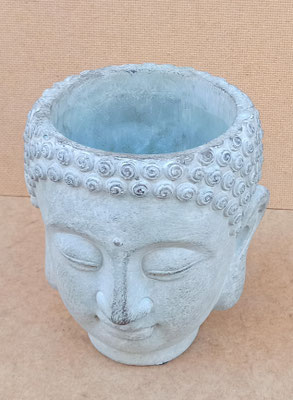 Macetero cabeza de Buda cemento. Ref 28243. 17x13