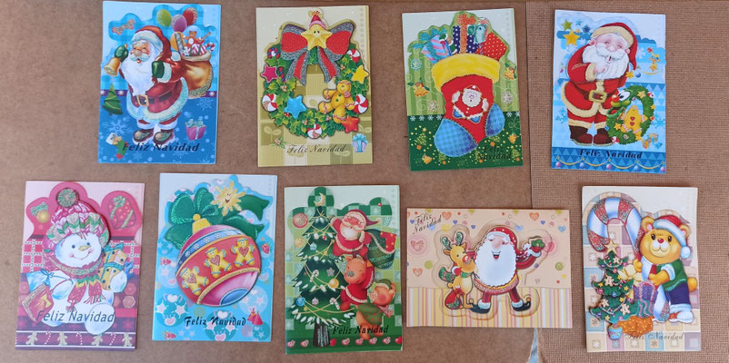 Postales navideñas en relieve. Más modelos disponibles.