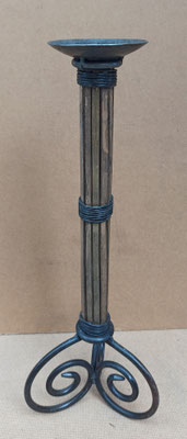 Portavelas metal y madera. Ref 26194. 46x17