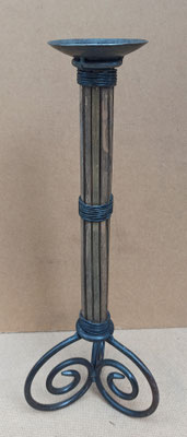 Portavelas metal y madera. Ref 26194. 46x17