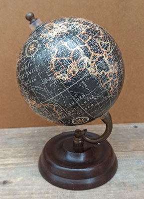 Globo terráqueo base madera. Ref 67051. 23x14