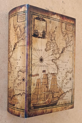 Caja libro mapa antiguo. Ref 481014. 20x13,5x6,5