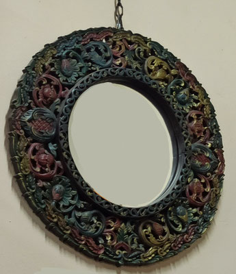 Espejo madera. Origen Tailandia. 60 cms diámetro