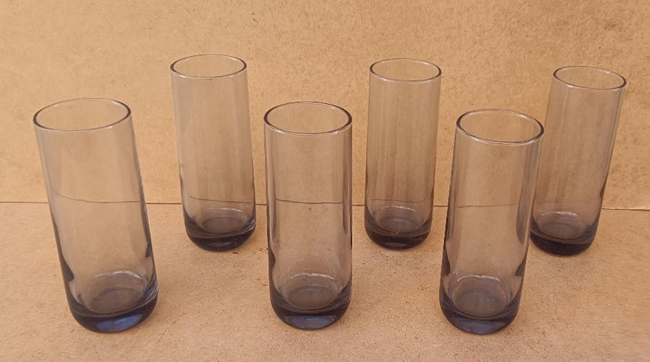 Juego de vasos altos vajilla vidrio ahumado Elsa modelo Tossa. 6 unidades. 16x6. 