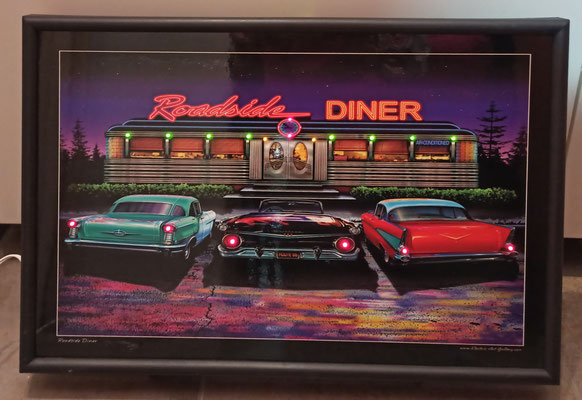 Cuadro luminoso Electric Art "Roadside diner".  47x30. Hecho en USA.