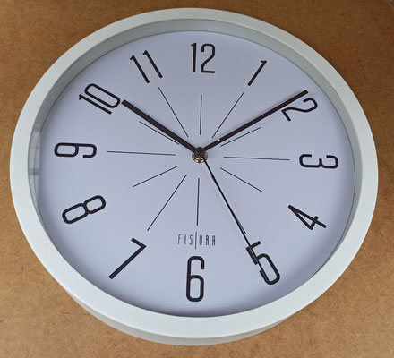 Reloj pared blanco/negro. Ref CLO291. 30 centímetros diametro