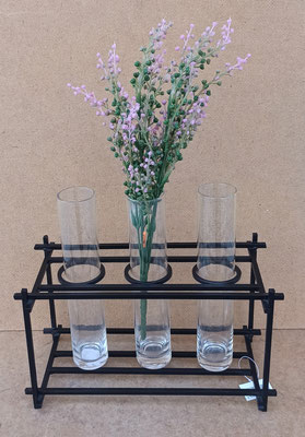 Jarrones cristal con estructura metal. Ref 3234005. 24x25x13