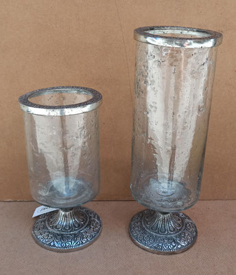 Portavelas cristal y metal. Ref 90637 (20x11) y 90635 (29x11)