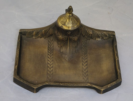 Tintero metal con bandeja. Ref 19138
