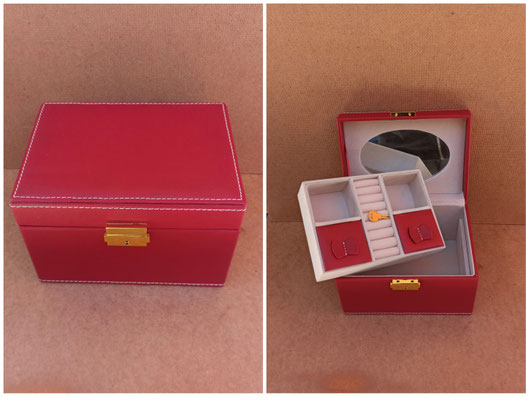 Joyero polipiel 2 pisos. Ref 8226C. 18x13x12