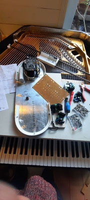 Main box 2nd design aluminium lid inside, preparation for amplifiers board