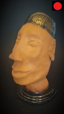 "Afrikanerin" Keramik aus rotem Ton teilweise glasiert, 20cm hoch