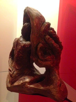 caroline vallas coupé_terre cuite patinée_25 cm_grimace d'homme_2017