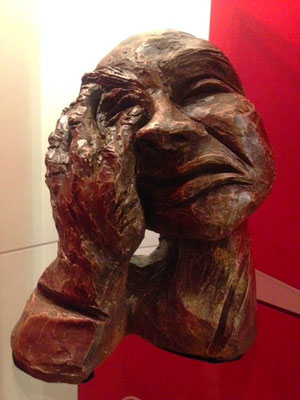 caroline vallas coupé_terre cuite patinée_25 cm_grimace d'homme_2017