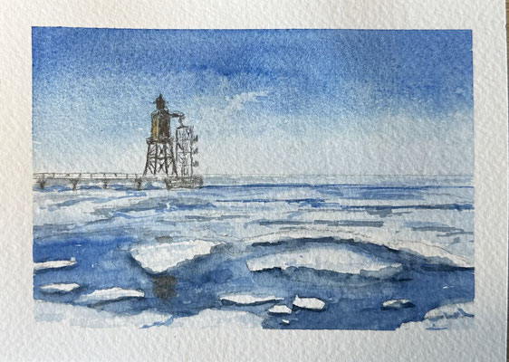 "Obereversand im Eis" Aquarell 18x13cm