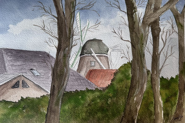 "Midlumer Mühle" Aquarell auf Arches Grain Fin DinA4 03.2024 