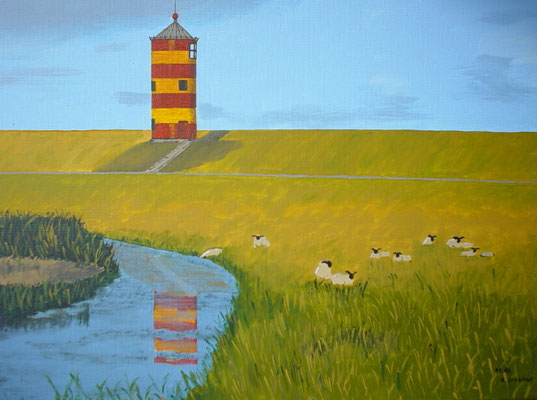 "Leuchtturm Pilsum 1" Acryl auf Leinwand 40x50 cm 11.2003