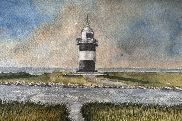 "Kleiner Preuße" in Wremen Aquarell 24x18cm 