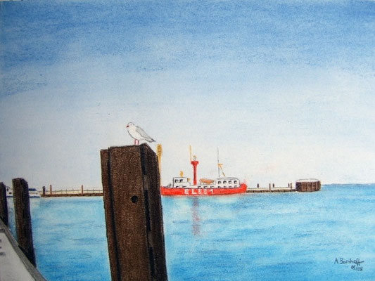 "Die Elbe 1" in Cuxhaven Pastell auf Tonpapier DIN A4 Format 05.2008