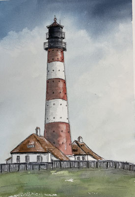"Leuchtturm Westerhever" Aquarell auf Arches Grain Fin 300g/ DinA4 05.2023