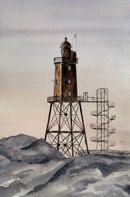 "Obereversand" in Dorum Aquarell auf !00% Baumwolle DinA4 05.2024 