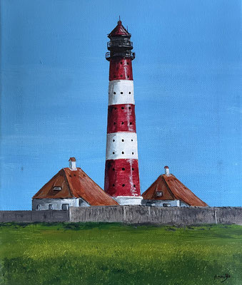 "Leuchtturm Westerhever" Acryl auf Leinwand 20x30cm 02.2023