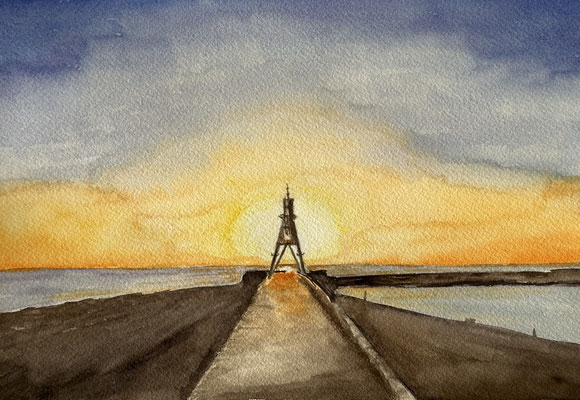 "Kugelbake" Cuxhaven Aquarell auf Baumwollpapier DinA4 04.2024 