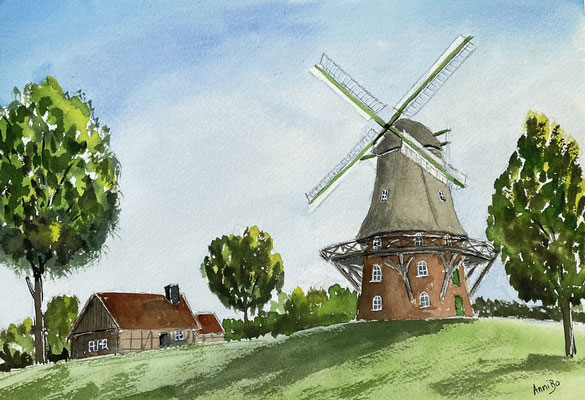 "Midlumer Mühle" Aquarell DinA4 06.2023