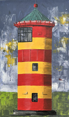 "Pilsumer Leuchtturm" Acryl auf Leinwand 40x24cm 07.2026