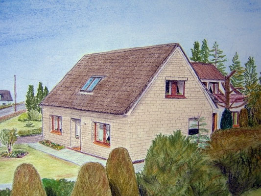 "Lisa's und Wilfried's Haus" in Nordholz Pastell auf Tonpapier DIN A4 Format 04.2008