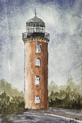 "Hamburger Leuchtturm" in Cuxhaven Aquarell 13x18cm 12.2024