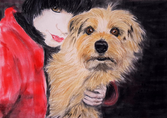 "Best Friends Forever" Pastell auf Tonpapier 30x40 cm 02.2017