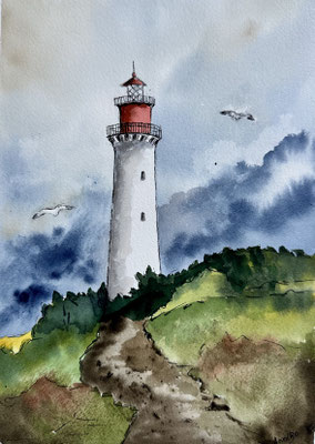 "Leuchtturm im Irgendwo" Aquarell auf Arches Grain Fin 300g/ DinA4 08.2023