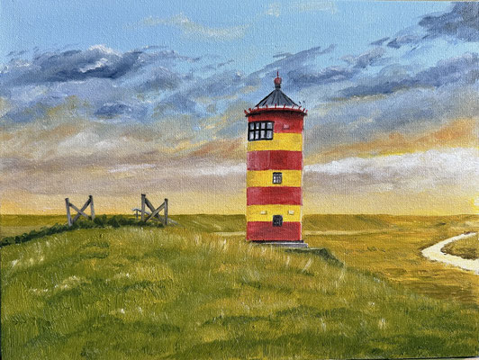 "Pilsumer Leuchtturm" Öl auf Malpappe 40x30cm