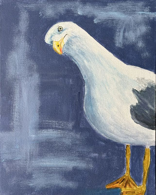 "Lustige Möwe" Acryl auf Malkarton DinA4 