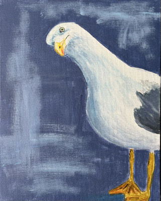 "Lustige Möwe" Acryl auf Malkarton DinA4 