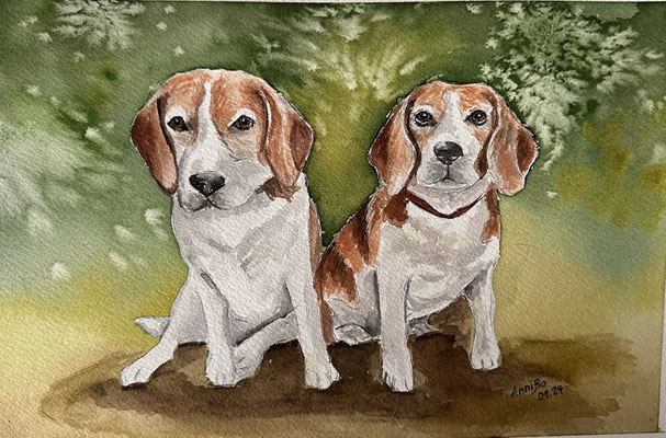 "Mo und Loona" Aquarell auf Arches Grain Fin DinA 4 01.2024 