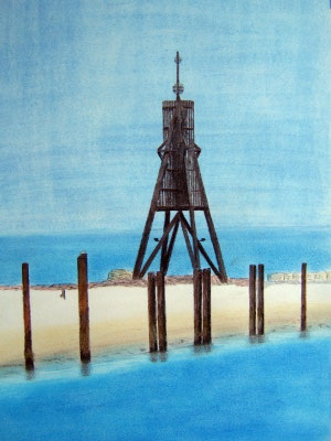 "Kugelbake" in Cuxhaven Pastell auf Tonpapier 40x30 cm 06.2008