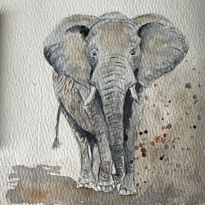 "Elefant" Aquarell im Skizzenbuch