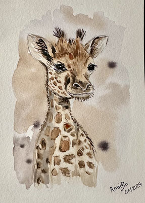 "Giraffenbaby" Aquarell im Skizzenbuch