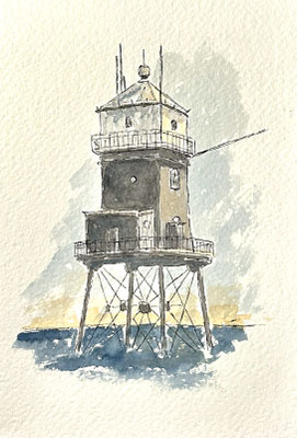 "Unterfeuer Dorum" Aquarell 13x18cm