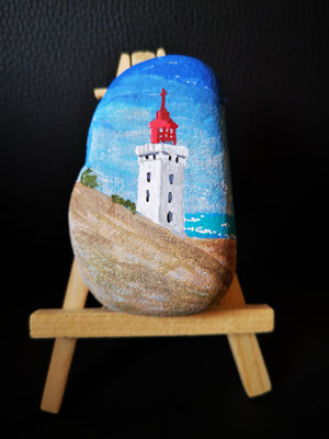 "Versandeter Leuchtturm Rubjerg Knude in Dänemark" Acryl auf Stein ca. 8cm