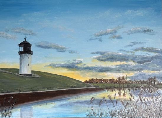 "Leuchtturm"Dicke Berta" Acryl auf Leinwand 50x70cm 04.2024