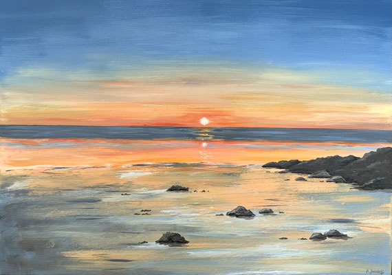 "Sonnenuntergang in Cappel-Neufeld" Acryl auf Leinwand 50x70cm 10.2024