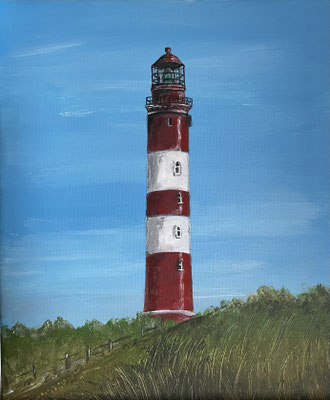 "Leuchtturm auf Amrum" Acryl auf Leinwand 20x30cm 02.2023