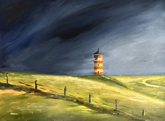 Pilsumer Leuchtturm Öl auf Malpappe 30x40cm