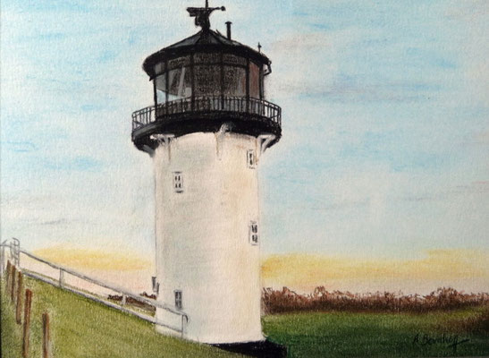 "Leuchtturm Dicke Berta" in Cuxhaven Altenbruch Pastell auf Tonpapier 16x21 cm 07.2011