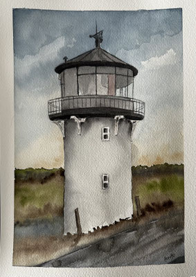 "Leuchtturm Dicke Berta" in Cuxhaven Aquarell auf Baumwollpapier DinA4 02.2024