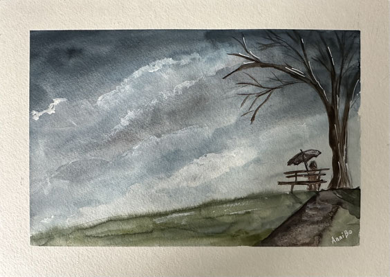 "Warten" Aquarell auf Baumwollpapier 