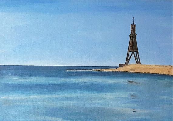 "Kugelbake in Cuxhaven" Acryl auf Leinwand 50x70cm 06.2018